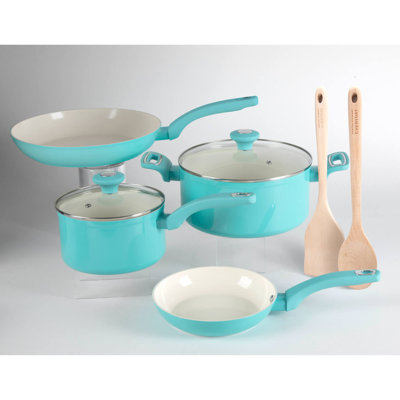 Martha Stewart Everyday Rexford 8 Piece Aluminum Cookware Set W/ Kitchen Tool