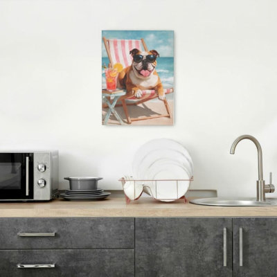 Art mural sur toile 24 "x 32" Beach Bulldog