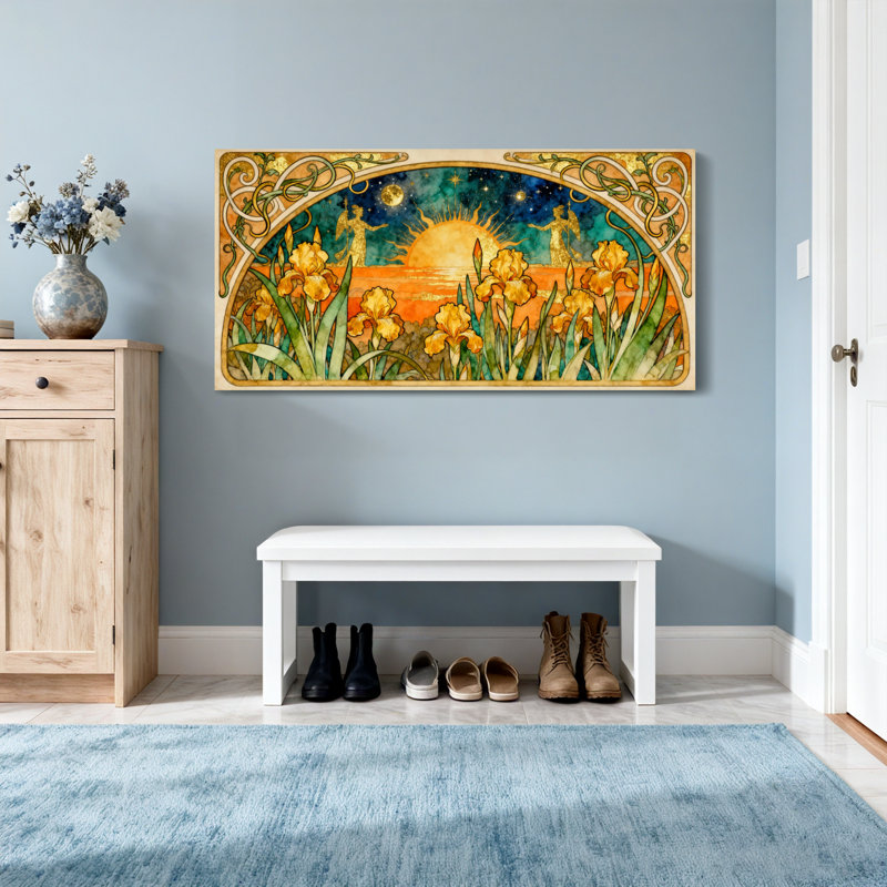 Cadre Fashion Fashion Iris Sunset Stars Art Nouveau, H 24 po x l 48 po