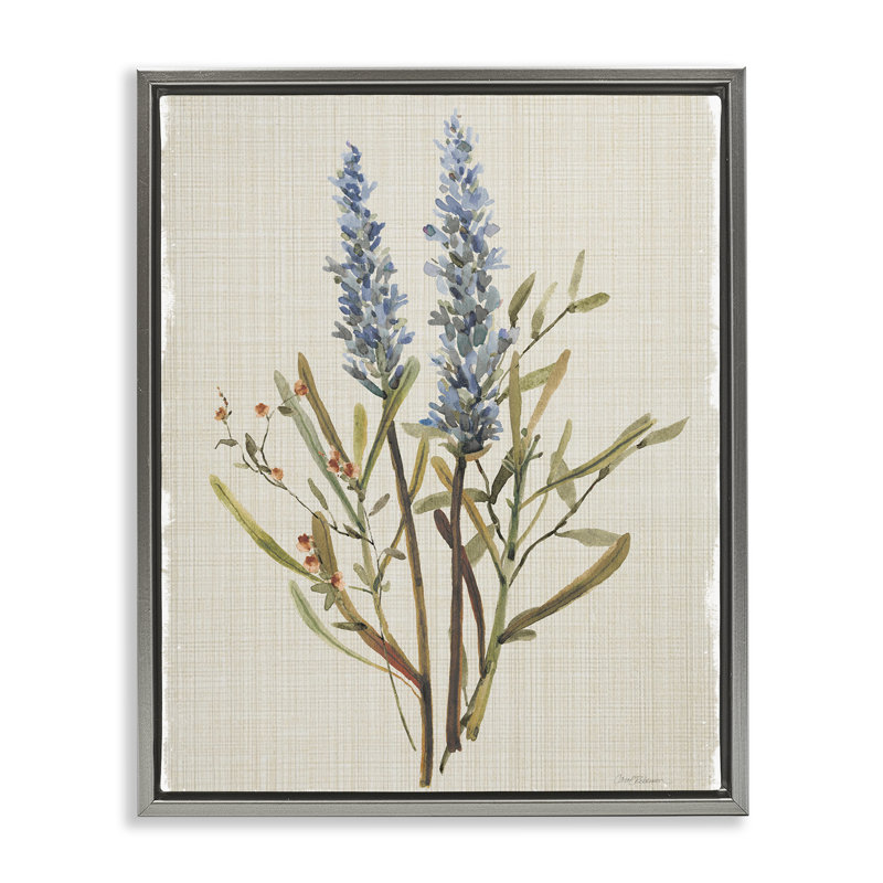 Cadre flottant en brins de lavande naturelle, design par Carol Robinson, H 21 po x l 17 po, Cadre flottant gris lustré