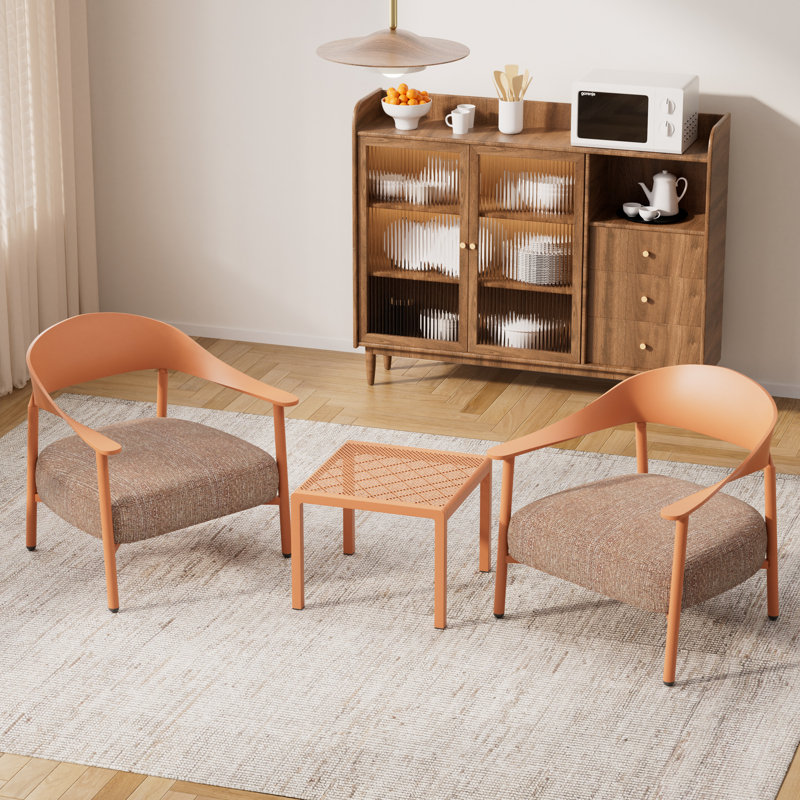 Ensemble de chaises d'appoint Summer Modern avec table basse - 2 chaises et table de salon, Orange