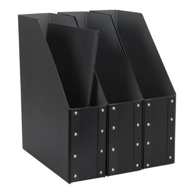 Bigso Fiona Fiberboard Upright Magazine Storage Boxes - 3 Piece