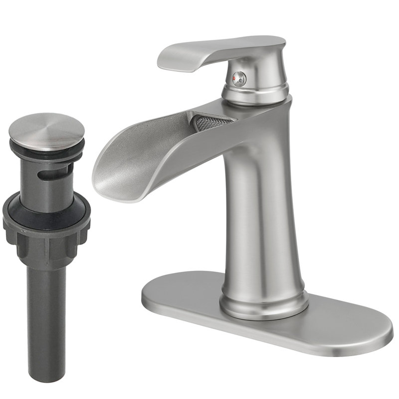 Single-Hole Single-handle Bathroom Faucet with Drain Assembly, Brushed Nickel