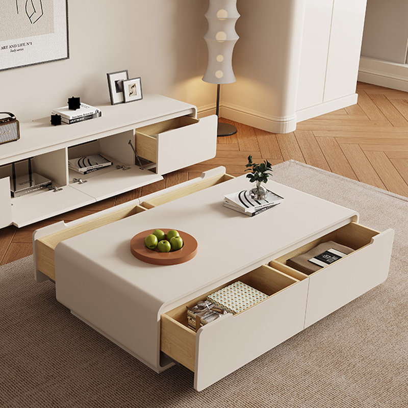 Table basse moderne en bois avec tiroirs fermés, H 13,78 po x L 47,24 po x l 23,62 po