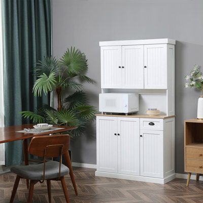 Ophelia & Co. 71" Buffet With Hutch, Modern Kitchen Pantry Storage Cabinet With Microwave Oven Countertop, Drawer, And Cupboard