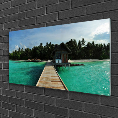 Sea Bridge Trees - No Frame Print on Glass