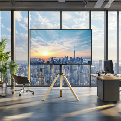 Heavy Tv Floor Stand For 40-75inch Height Adjustable Swivel Tripod Stand With Shelf