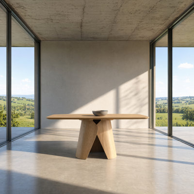 Wood Dining Table with Pedestal Base