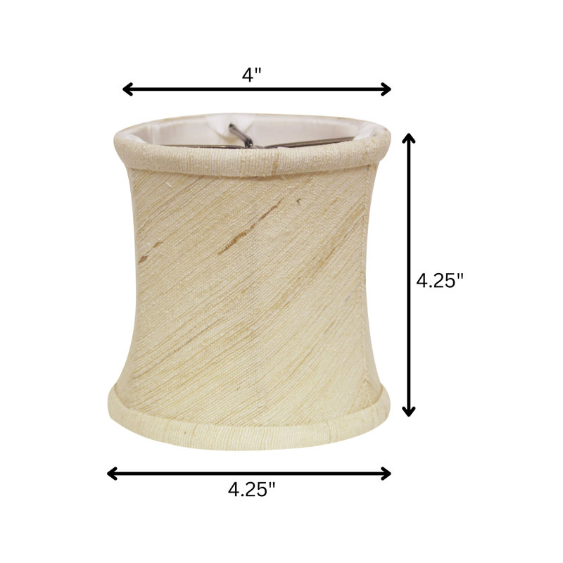 Abat-jour tambour en soie / shantung (à pince) en naturel, H 4,25 po x l 4,25 po x P 4,25 po