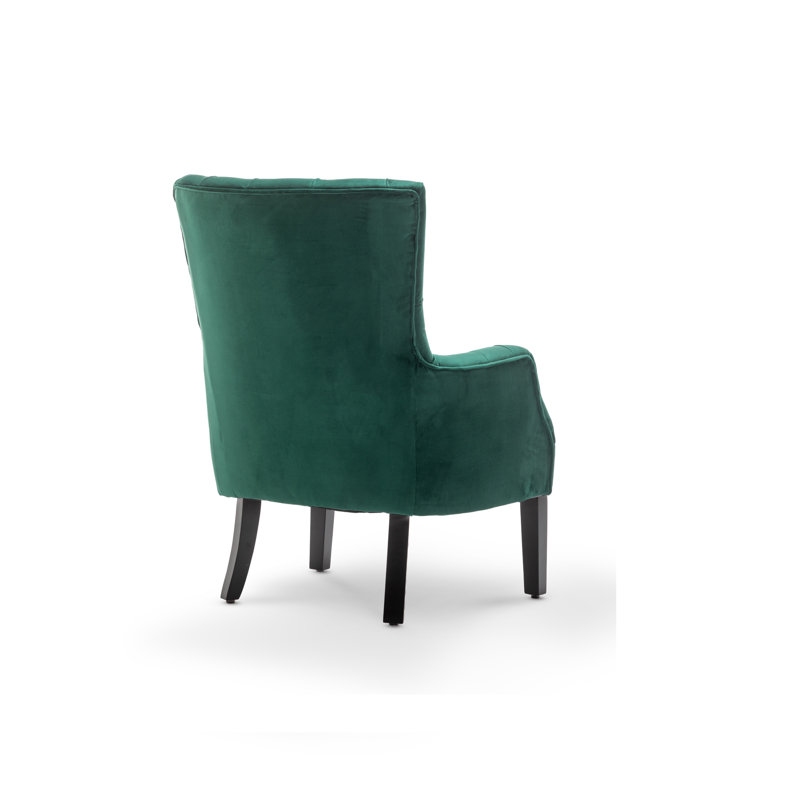 Dority Upholstered Wingback Chair, Emerald Green