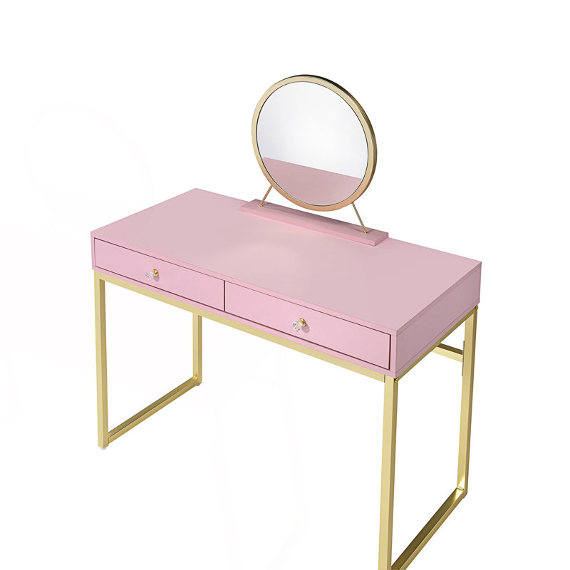 Vanity Desk With Jewelry Tray And Mirror