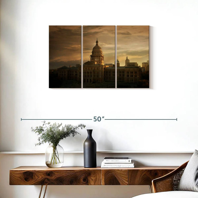 Coucher de soleil au Texas State Capitol, H 20 po x l 33 po