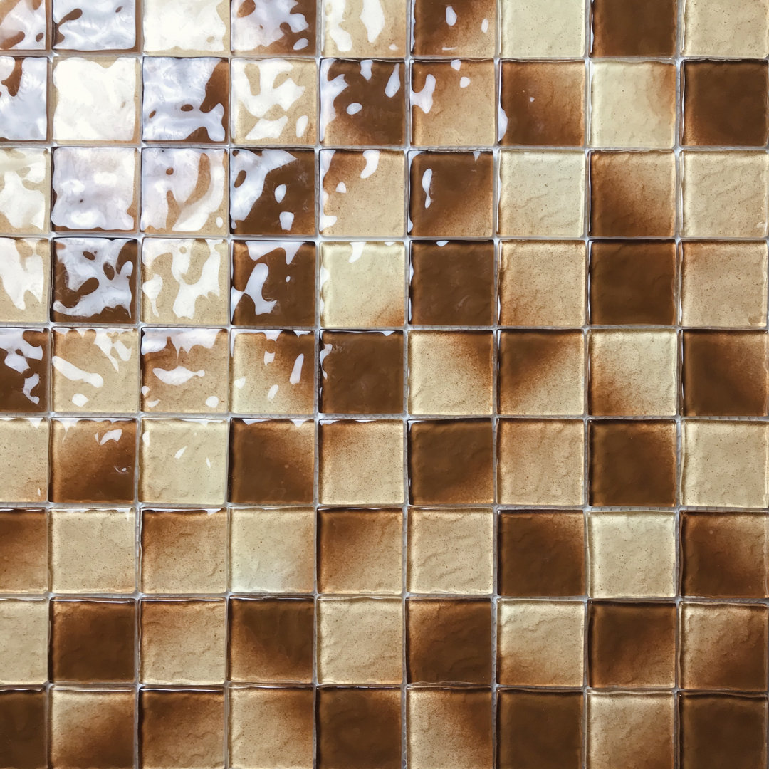 Watermarks 2 in. x 2 in. Textured Glass Straight Edge Square Mosaic Wall & Pool Tile Abolos 
