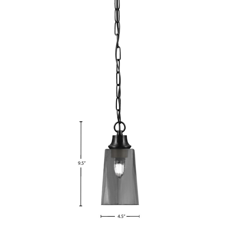 Luminaire suspendu Sumner au fini noir mat avec verre fumé l 4,5 po x H 6,5 po, Smoke