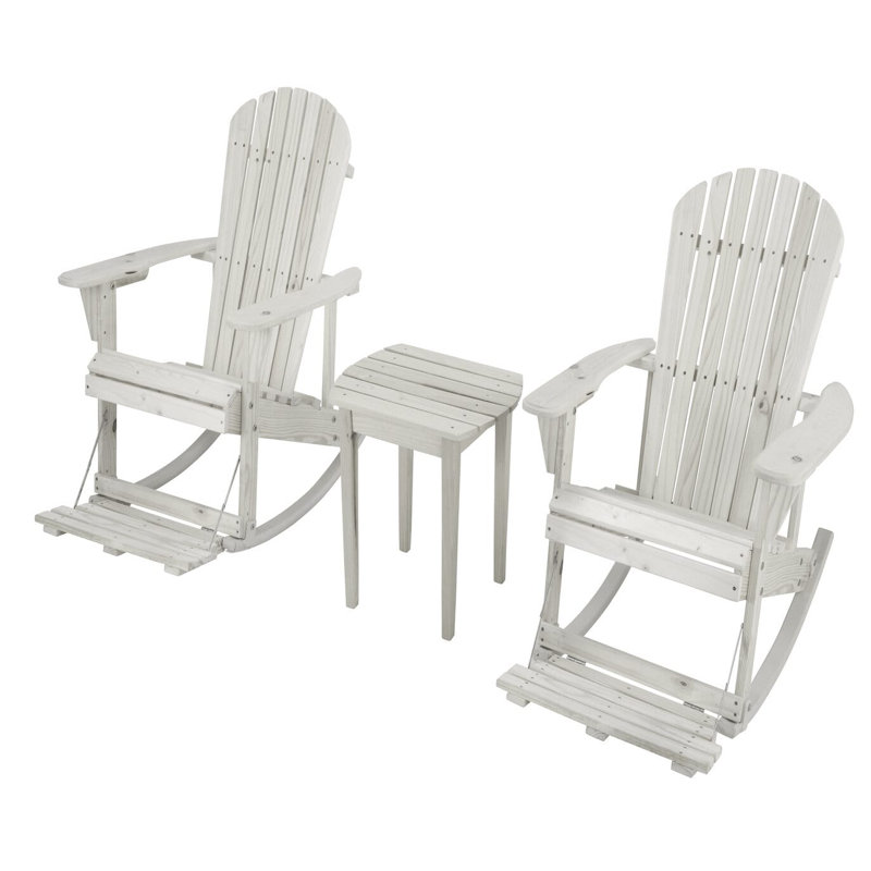 Scottsville Outdoor Adirondack Chair With Table, White