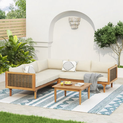 Sectional Seating Group With Waterproof Cushions - Premium Outdoor Sofa Set(Cushion)