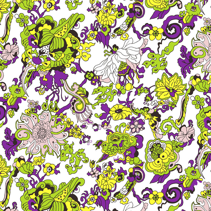 Dragon Flowers, Spring Green, Paper