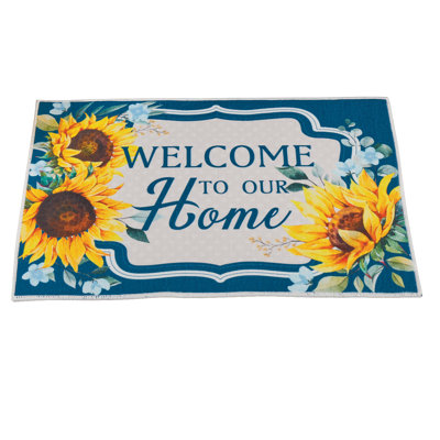 Welcome to our Home Sunflower Skid-Resistant Door Mat -  August GroveÂ®, 7BD881A7DA03415B8D8425B75DC5F21E