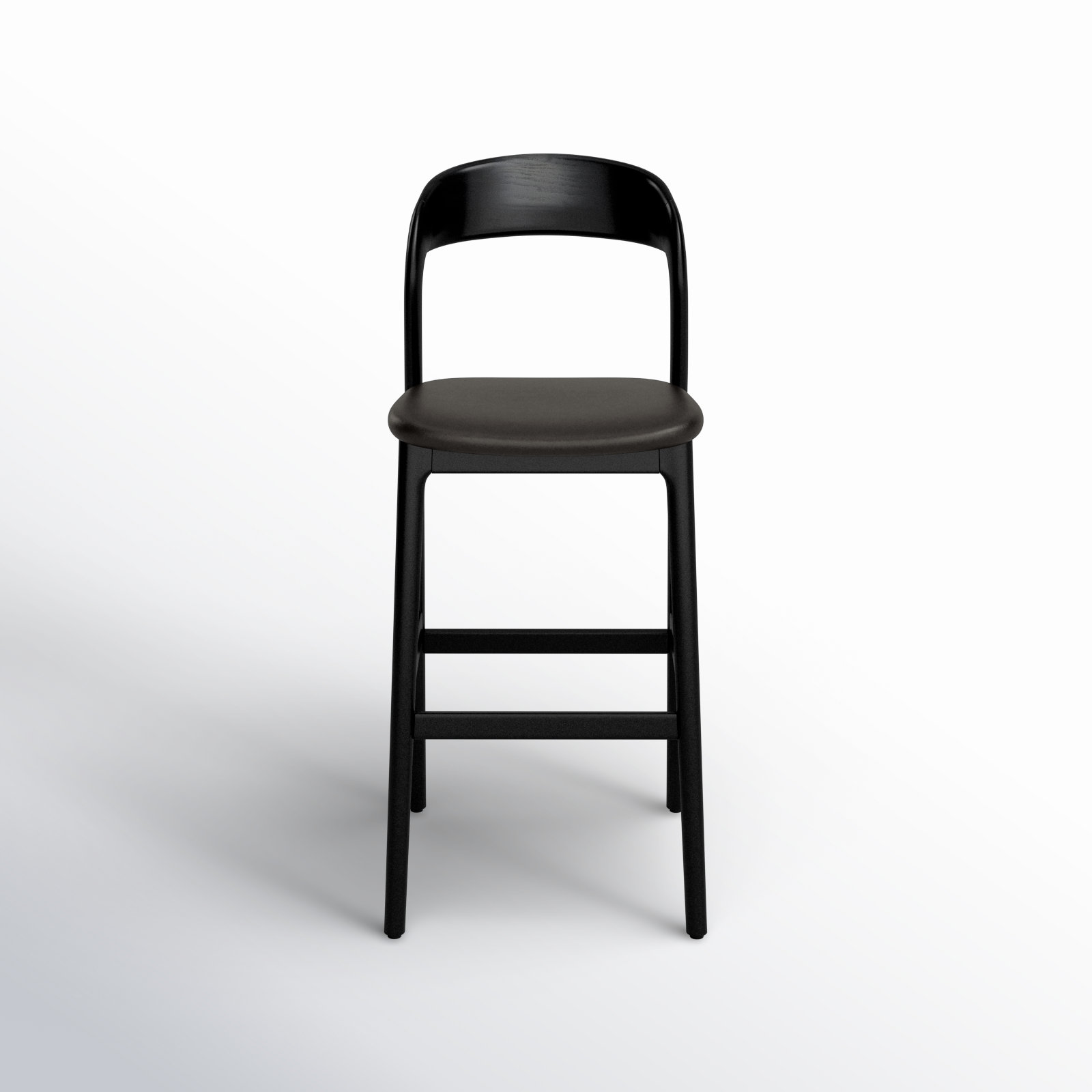 Kayla Leather Bar & Counter Stool, Bar Stool (30" Seat Height), Sonoma Black Genuine Leather/Black