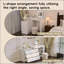 Bureau de meuble-lavabo avec miroir et lumières, table de maquillage avec plateau de table rabattable et rangement 7 tiroirs, 9 compartiments, 3 tablettes, 3 tables de maquillage à modes de couleurs réglables pour la chambre à coucher