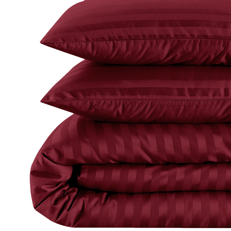 Klarita 250 TC Microfibre Reversible Striped Duvet Cover Set with Pillowcases, Super King - 2 Pillowcases (50 x 75 cm)