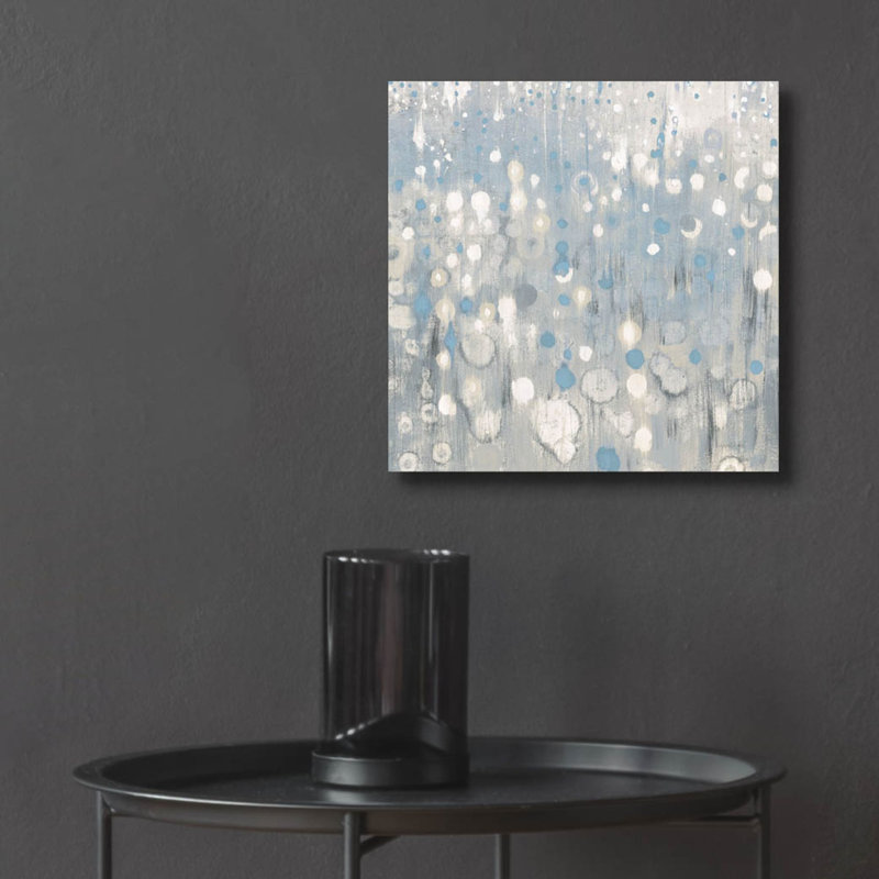 «Rain Abstract 6 Blue» par Danhui Nai, art mural en verre acrylique, H 12 po x l 12 po x P 0,13 po