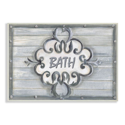 " Bath Grey Bead Board With Scroll Bathroom " by Bonnie Wrublesky