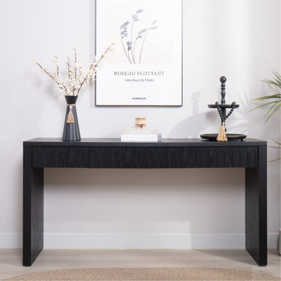 Console moderne noire à 4 tiroirs - 59,2 po avec rangement