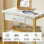 Table d'appoint avec station de charge et port USB, table de chevet à 3 niveaux avec tablette réglable pour le salon, la chambre à coucher et les petits espaces, finition blanche et dorée