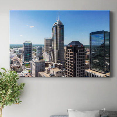 28_Indianapolis Downtown - Toile tendue avec châssis de qualité supérieure - Prêt à accrocher
