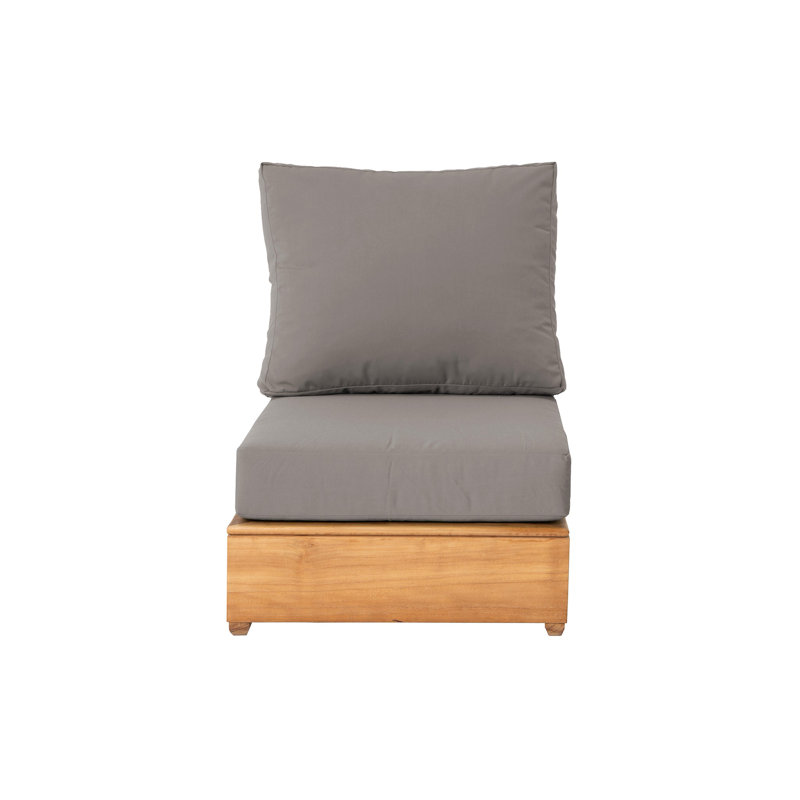 Arrihanna Outdoor Teak Armless Lounge Chair, Taupe