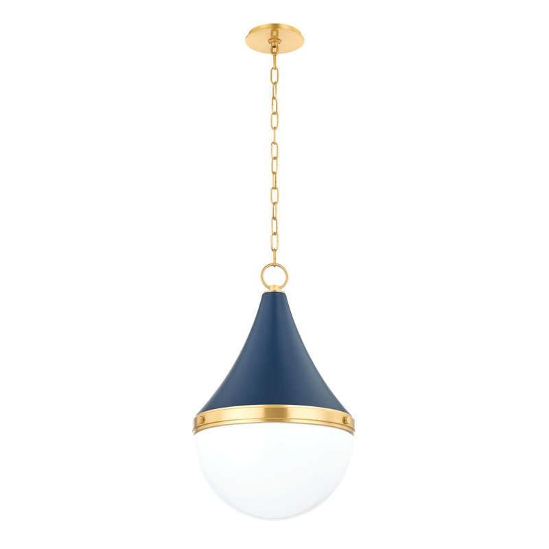 Luminaire suspendu sphère 1 lumière Ciara, H 22,5 po x l 14,75 po x P 14,75 po, Bleu marine doux
