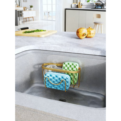 Stainless Steel Multifunctional Sponge Holder With M-Shaped Design, Dual Installation Methods, Fast Drainage, And Space-Saving Kitchen Sink Organizer