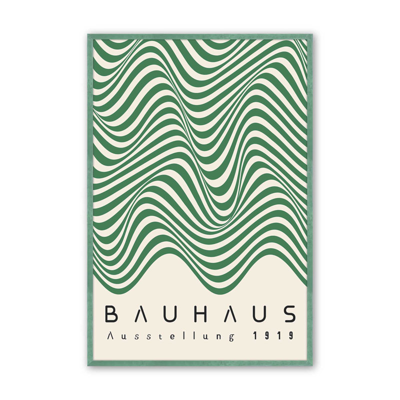 Bauhaus Curves in Motion, 37" H x 25" W, Lemon Grass Single Picture Framed