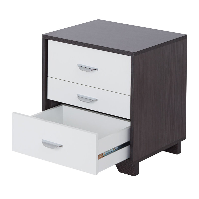 White and Black 3-drawer Rectangular Accent Table