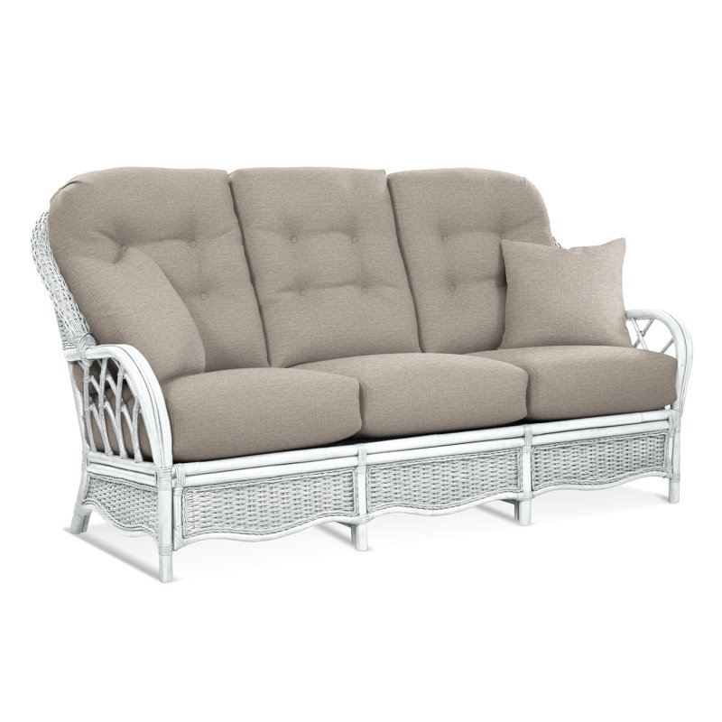 Everglade Upholstered 76'' Sofa, Beige Performance Fabric; 0851-73, Frost White