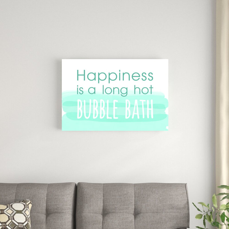 «Happy Bubbles», art textuel sur toile tendue, H 20 po x l 30 po