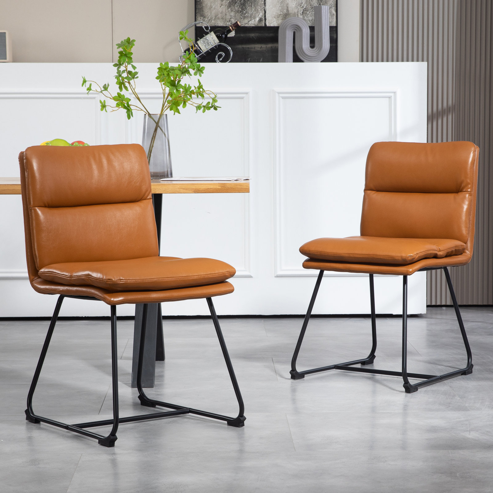 Volana Side Chair, Cappuccinno Faux Leather