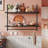 Floating Shelf With Towel Bar And Hooks - Industrial Wall-Mounted Storage Shelf For Kitchen, Bathroom, Living Room - Sturdy Wrought Iron And Particle Board Design-443813518