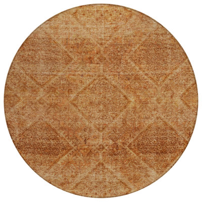 Machine Washable Indoor/Outdoor Xhevrie Copper Rug