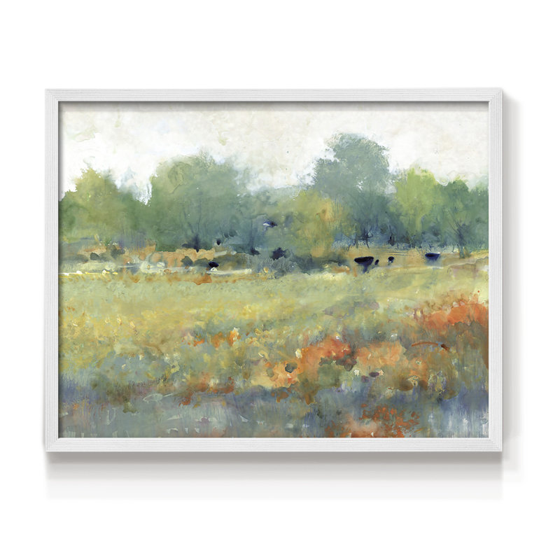 Paysage champêtre II - reproduction encadrée - réaménageable, H 8 po x l 10 po, Blanc