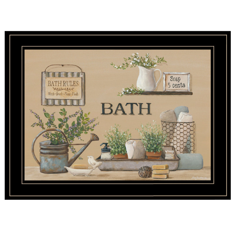 «Farmhouse Bath II» par Pam Britton, prêt à accrocher, reproduction encadrée, H 15 po x l 1 po x P 19 po