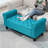 Teal Bedroom Bench With Hinges And Rolled Arms - Storage By , 50". Upholstered End Of Bed Bench. Soft Velvet, Button , Arms, Wood Legs. Holds Blankets & Pillows. 22.5" H X 49.5" W 19" D. 264 Lbs