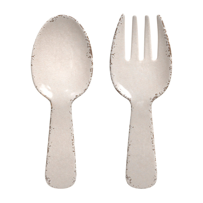 Feliciana  Melamine Salad Servers, Cream