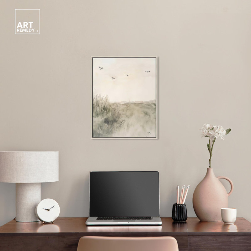 Gaviotas Silver Floater Frame Abstract Canvas Wall Art