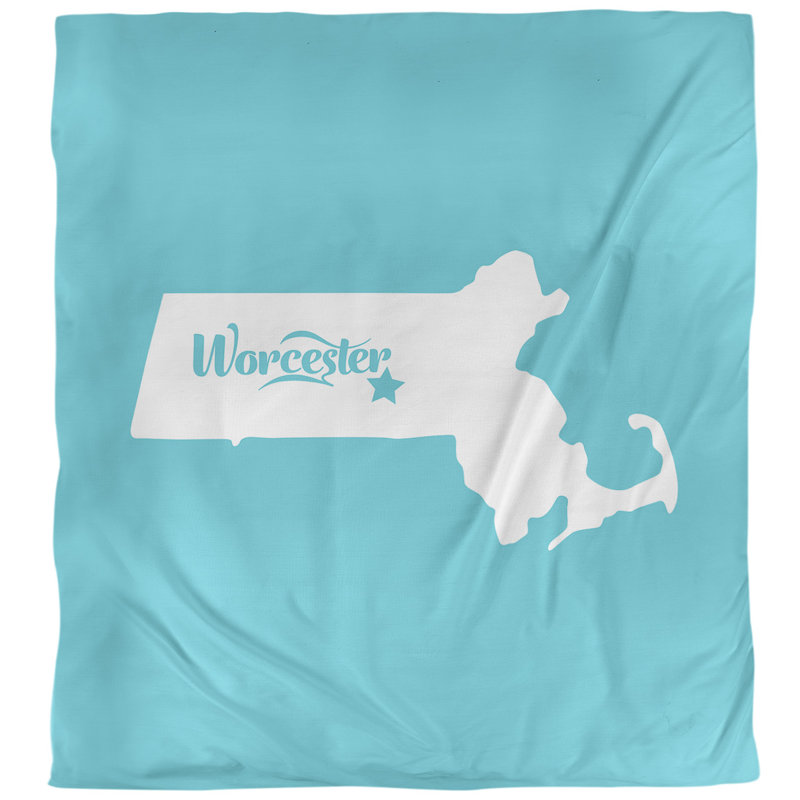 Housse de couette simple Massachusetts, Housse de couette pour grand lit, Bleu sarcelle, Polyester brossé