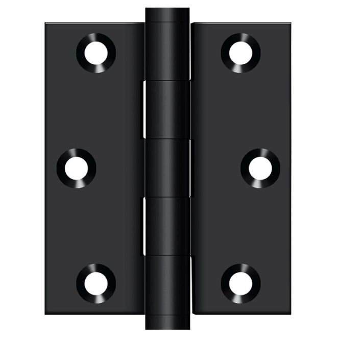 3'' x 2.5'' Brass Butt Bearing Hinge, Painted Black