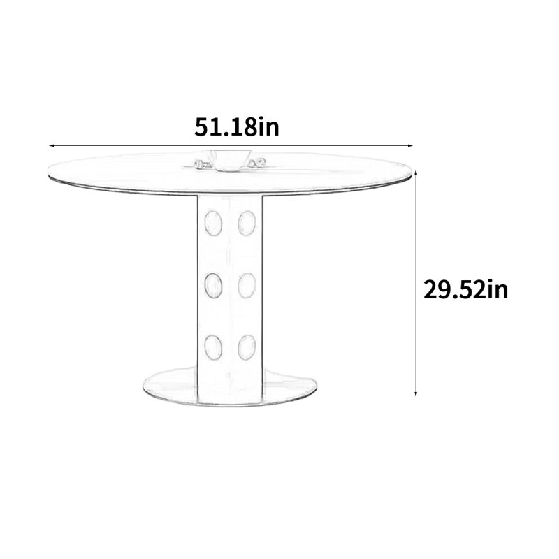 Table ronde simple en bois massif, H 29,52 po x L 51,18 po x l 51,18 po
