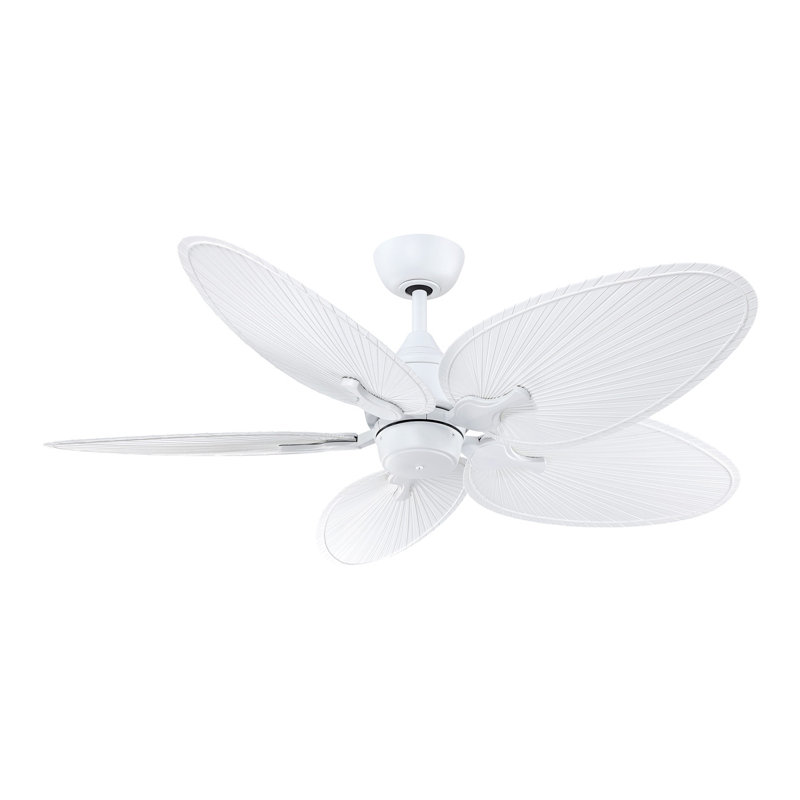 Islander DC 22 inch Indoor/Outdoor Ceiling Fan Narrow Oval Palm-Inspired Blade Set of 5 - Matte White, Matte White