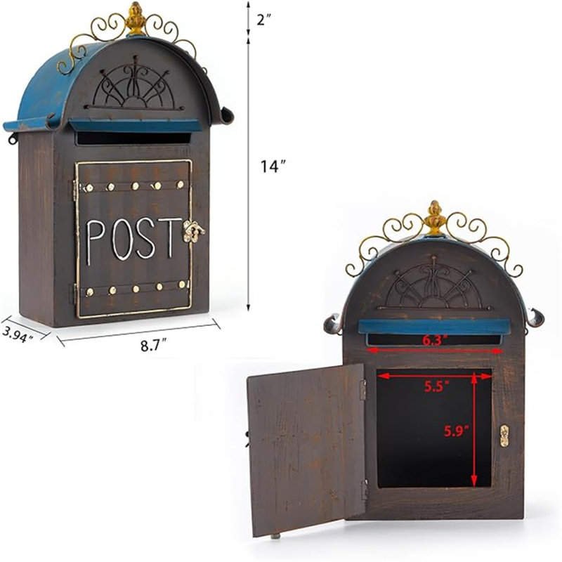 Boîtes aux lettres murales pour l'extérieur, boîte aux lettres rétro, boîtes aux lettres champêtres, décoration de jardin
